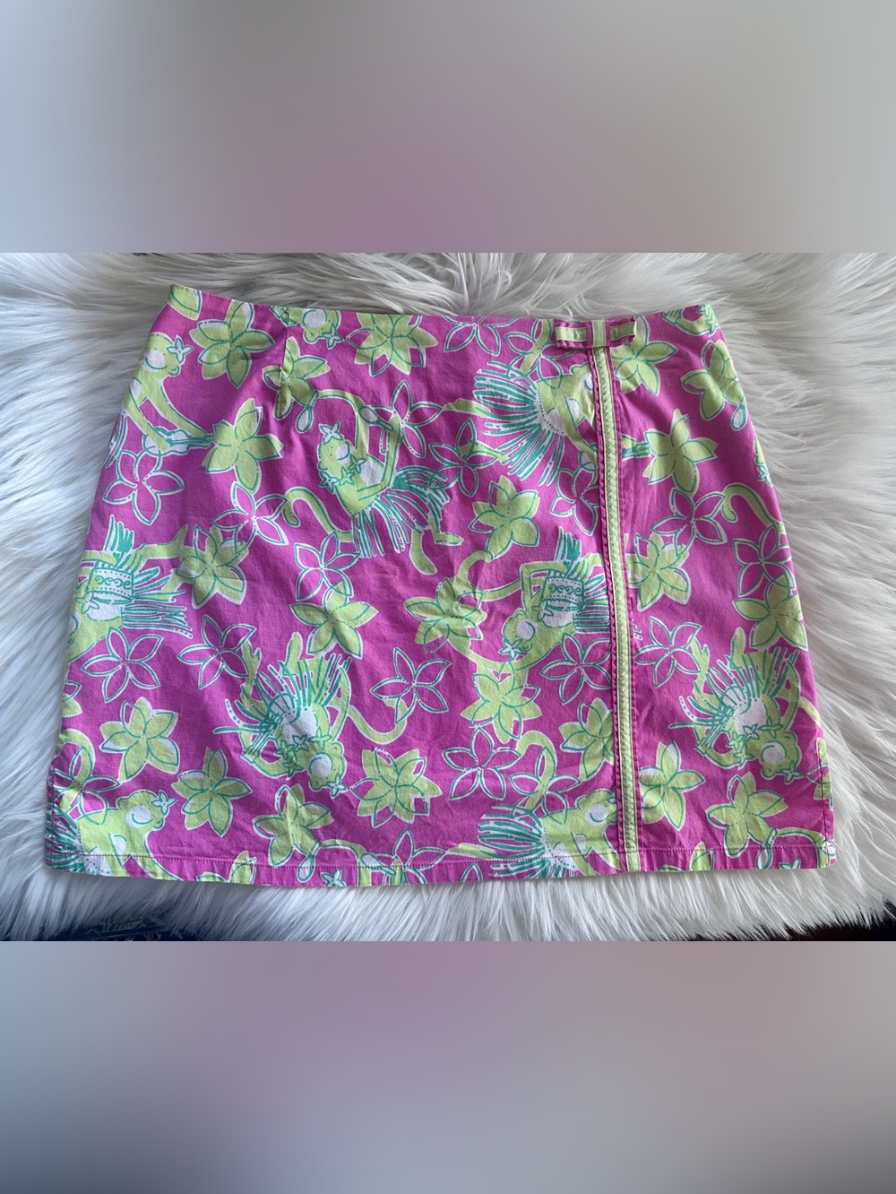 Lilly Pulitzer Pink & Lime Hawaiian MONKEY SKORT w/zipper back! Sz 6!  EUC! 🩷